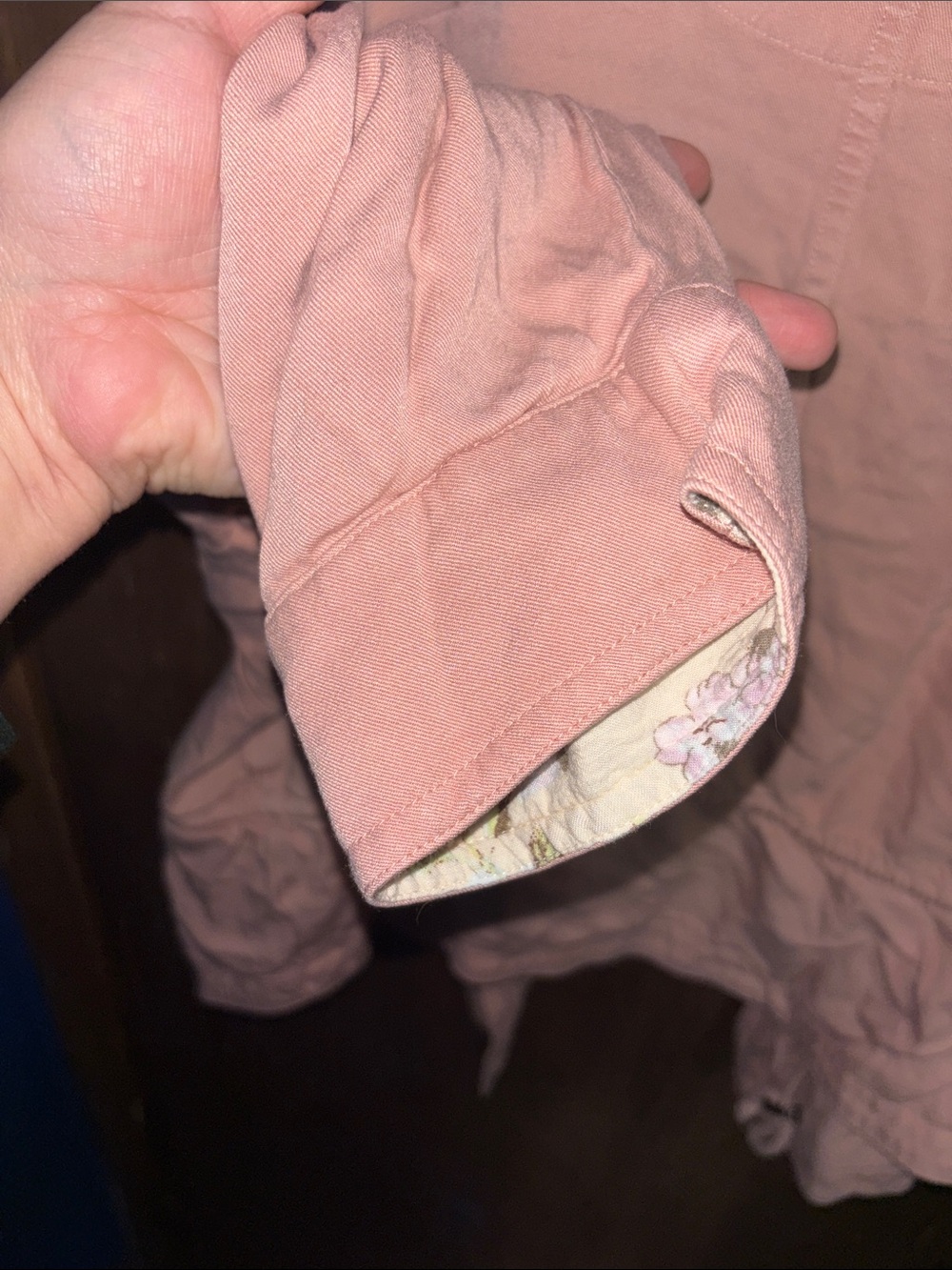 Frye Soft Pink Jean Jacket with Floral Lining - Picture 8 of 11